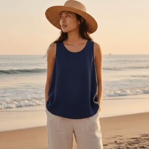 Tommy Bahama Sansabar Modal Blend Tank Top Navy Blue Size Small